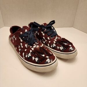 Disney Burgundy Mickey Mouse Allover Print Lace-up Tennis Shoe Size 9